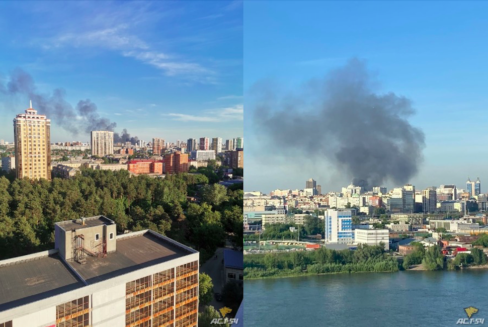 Фото В районе ТРЦ «Аура» в Новосибирске произошёл крупный пожар 2